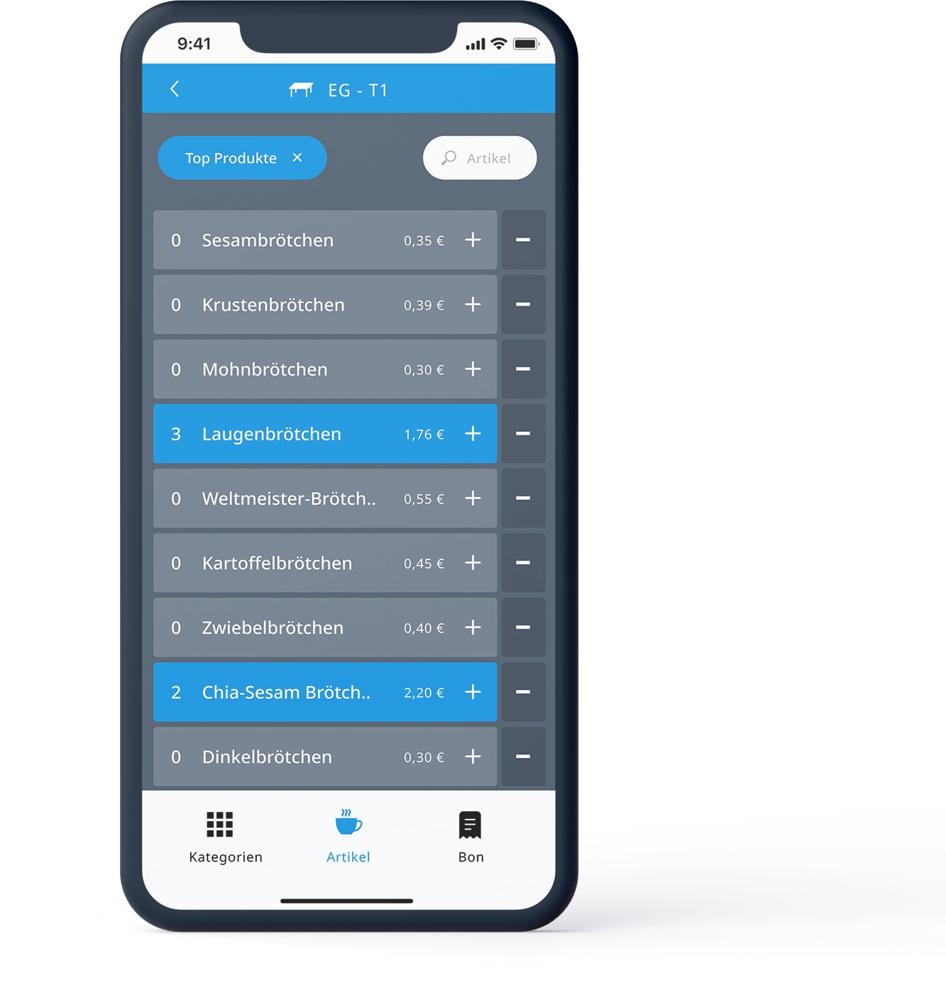 BBN-Order-App Ein- und Ausbuchen